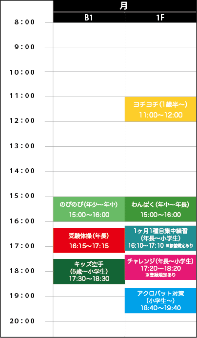 月曜日スケジュール