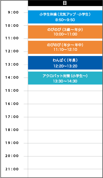 日曜日スケジュール