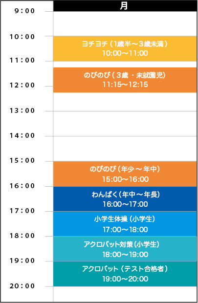 月曜日スケジュール