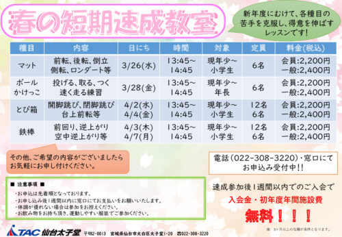 春の短期速成教室　POPのサムネイル